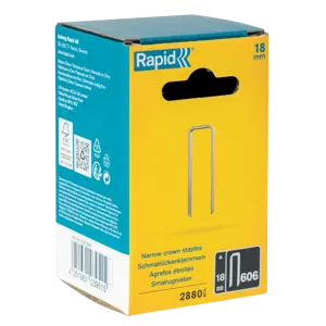 Rapid No.90 Narrow Crown Staples - 20mm Leg Length, Galvanized, 3000 Pieces, For Wood & Carpentry