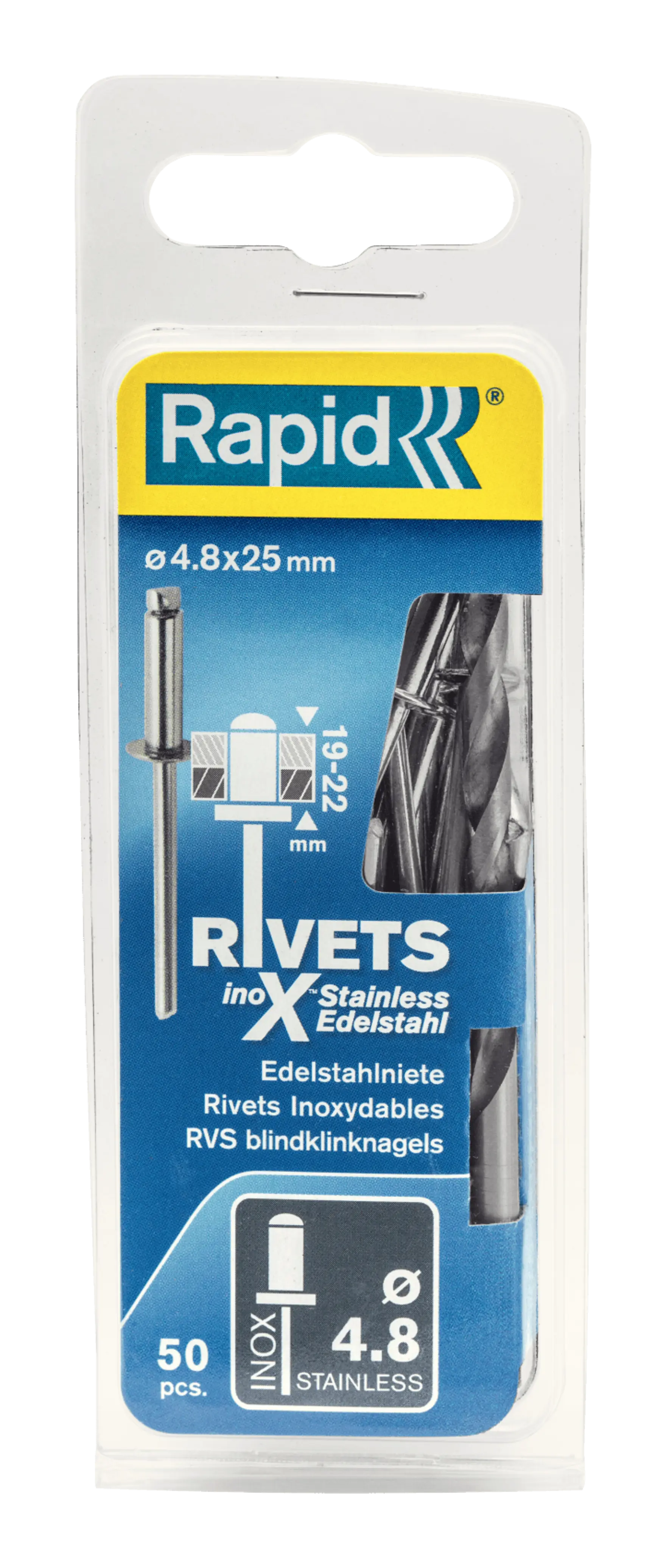 Rivetti Rapid &Oslash;4,8x16 Mm In Acciaio - 40 Pezzi, Per Fissare Tessuti E Materiali Flessibili