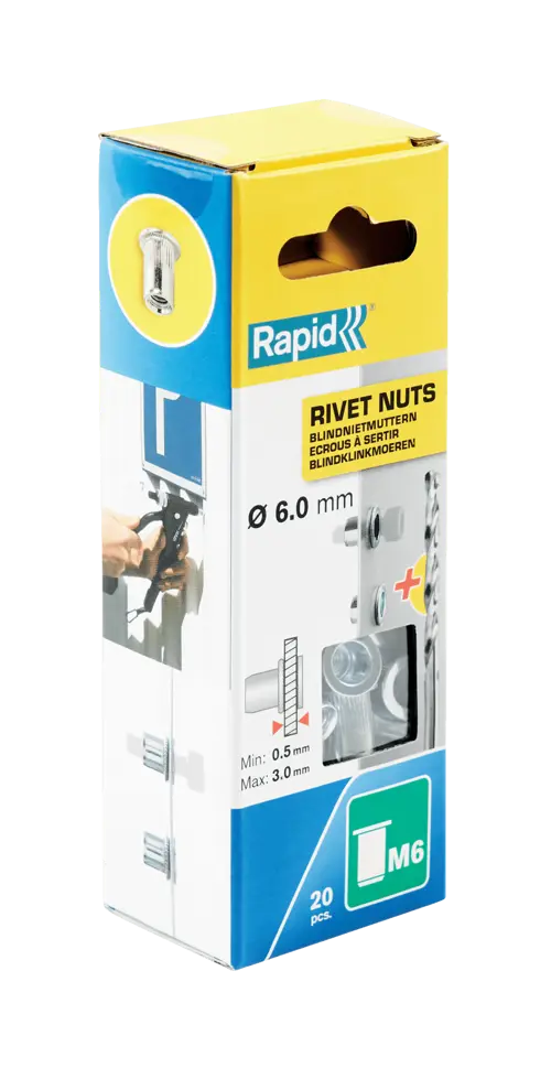 Lot De 25 Écrous à Sertir M6 - Type Rivkle Aveugle, Insert Fileté Tête Affleurante Fraisée - Neuf Sous Emballage