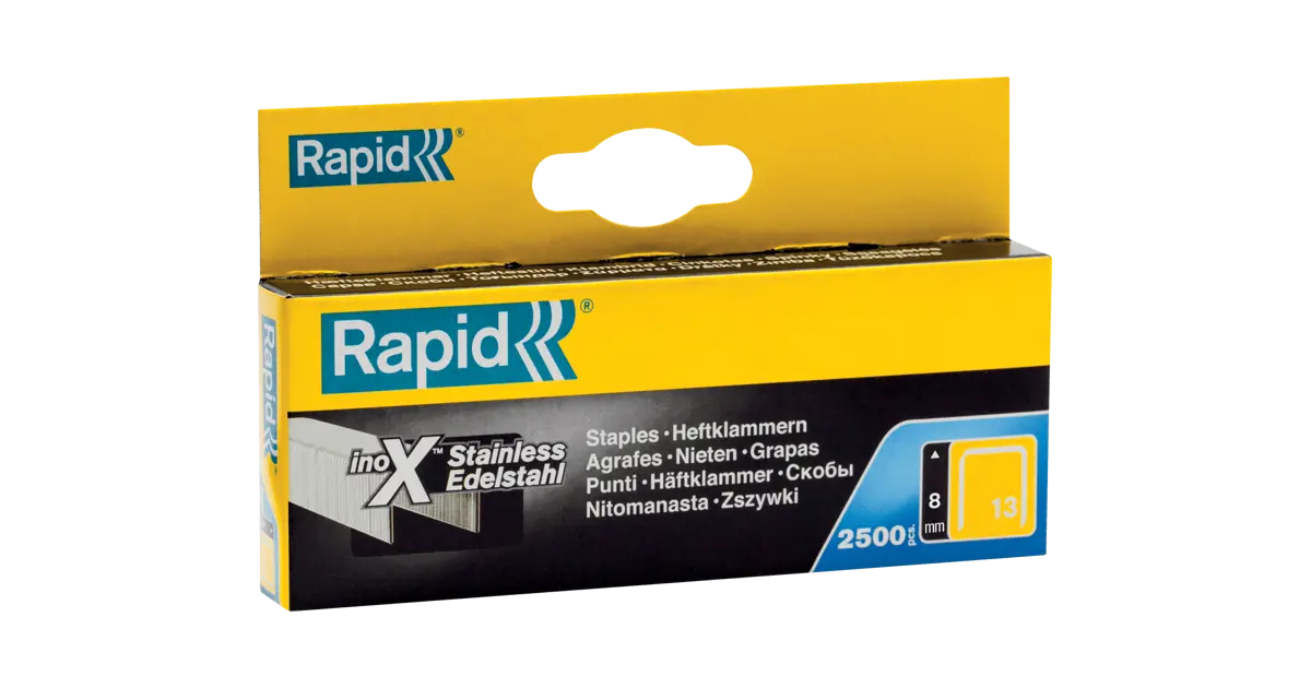 Rapid Nieten No. 13, 14 mm, fijndraadnieten van gegalvaniseerd staal, 2500 stuks, voor hout, stoffen en textiel
